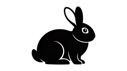 Obraz premium A black silhouette of a sitting rabbit against a white backgroun