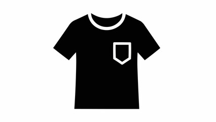Black T Shirt With Pocket Icon Graphic Design.