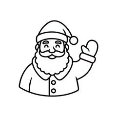 Fototapeta premium Happy cartoon Santa Claus character in a red hat holding a Christmas gift, isolated vector illustration for winter holiday celebration and New Year fun