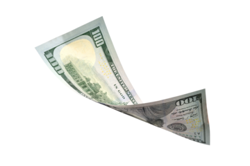 Flying hundred dollar cash banknotes