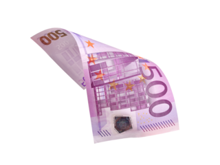 Flying five hundred euro banknotes