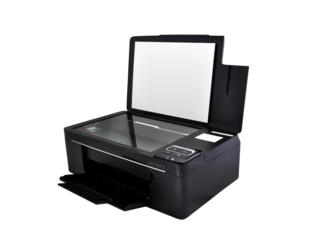 Office printer with an open scanner