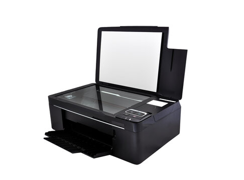Office printer with an open scanner