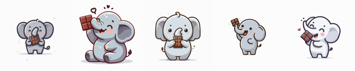 cute elephant vector eating chocolate