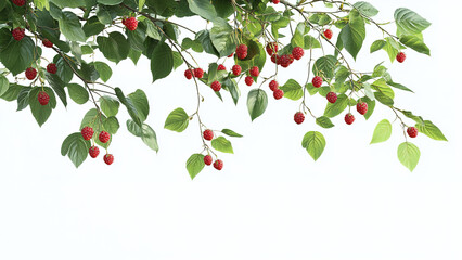 raspberry fruit plant tree isolated on white background