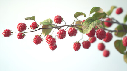 raspberry fruit plant tree isolated on white background