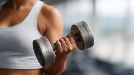 Woman Lifting Dumbbell in Gym