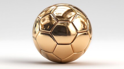 A luxurious golden soccer ball with reflective surface against a plain background