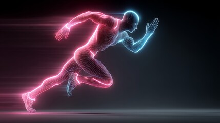 Obraz premium neon athlete sprinting in motion