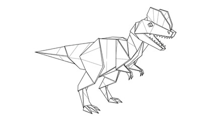 Geometric Line Art Illustration of a Prehistoric Dinosaur with a Modern Origami-Inspired Style