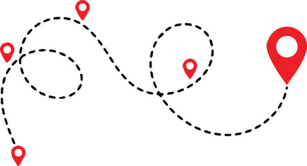 location pin map black line red point road location icon vector illustration 