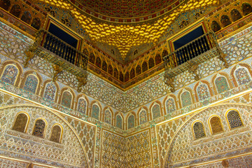 Naklejka premium Hall of Ambassadors interiors in Seville Alcazar, Spain