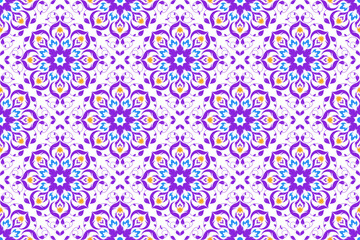 Seamless ceramic tile with colorful patchwork. Vintage multicolor pattern in turkish style. Endless pattern can be used for ceramic tile, wallpaper, linoleum, textile, web page background.