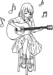 Naklejka premium Modern Manga Style Girl Illustration - Fashion Pose