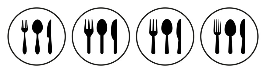Cutlery icons, fork, spoon and knife icons sign, restaurant menu symbols