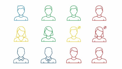 Collection of diverse user profile icons representing different genders and styles.