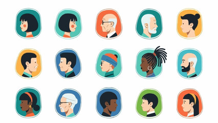 Diverse Group of People Avatars Representing Different Ages and Ethnicities.