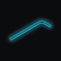 Obraz premium Neon blue allen key glowing on a dark background, representing tools, repair, and diy projects