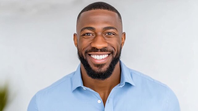 Radiant Smile: A portrait of a man, emanating warmth and approachability, reveals a genuine and inviting smile that captures positivity.