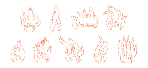 Fire Flame Chalk Line Icon. Doodle Hot Logo. Grunge Vector Illustration