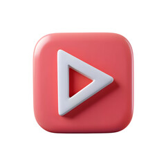 Play Button Icon Video Player Isolated on Transparent Background
