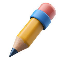 Cute Pencil Icon Isolated on Transparent Background