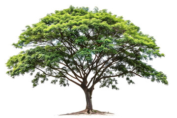 Green Tree with Lush Foliage Isolated on Transparent Background