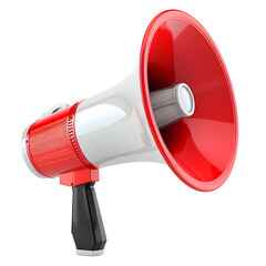 Red and White Megaphone Loudspeaker Icon Isolated on Transparent Background