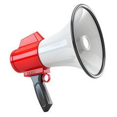Red and White Megaphone Loudspeaker Icon Isolated on Transparent Background