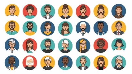 Diverse Group of People Avatars Representing Various Individuals.