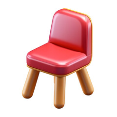 Cute Red Chair Icon Isolated on Transparent Background