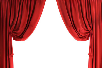 Red Theater Curtains Drapes Isolated on Transparent Background