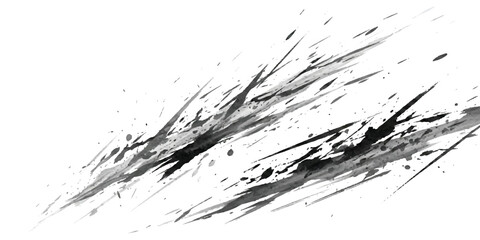 Dynamic black ink splatters and aggressive brush strokes creating an abstract grunge texture