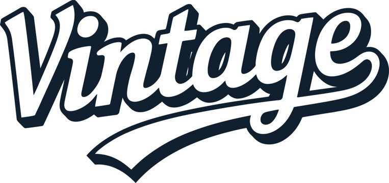 Retro Vintage Script Typography with Athletic Tail and Bold 3D Shadow
