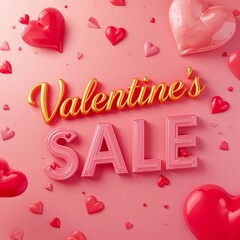Valentine Sale With Pink Hearts and Festive Decorations for the Romantic Holiday Season
