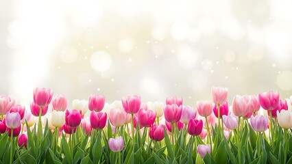 Vibrant tulip field in bloom