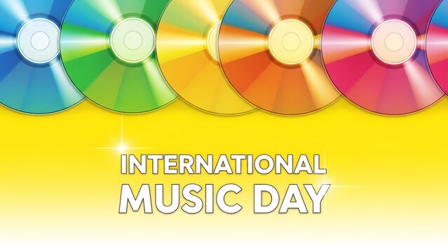 Celebrating international music day with colorful cds