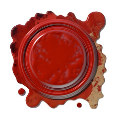 Red Wax Seal Stamp Splash Isolated on Transparent Background