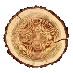 Tree Trunk Cross Section with Growth Rings Isolated on Transparent Background