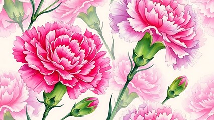 Vibrant pink carnations in full bloom