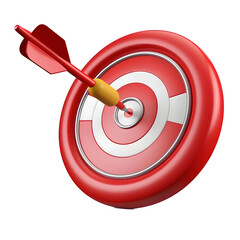 Red Target with Arrow Bullseye Icon Isolated on Transparent Background