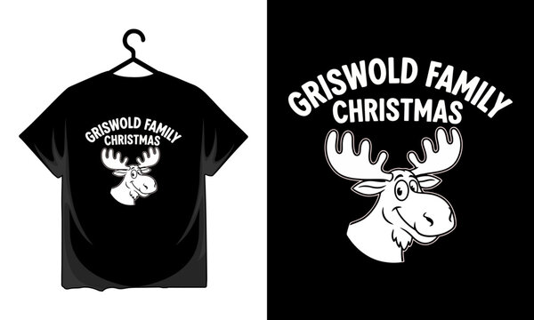 Griswold Family Christmas Logo Design with Moose Antlers on Black Background
