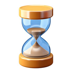 Hourglass Timer with Flowing Sand Isolated on Transparent Background