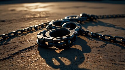 Chains in Pieces on Cold Stone Conveying Freedom and Emotional Loss