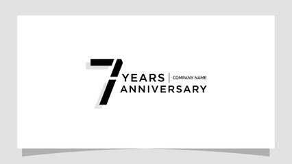 Minimalist 7 Years Anniversary Logo Design on Isolated White Background