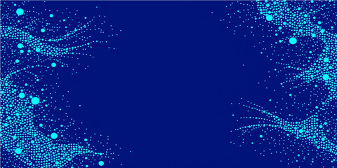 Blue abstract background with waves and magic glowing snowflakes creates a festive winter holiday illustration for a New Year card featuring soft snowfall and a star light vector design © alien