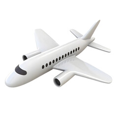 White Passenger Airplane Icon Isolated on Transparent Background