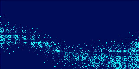 Abstract blue background design featuring a bright winter pattern with glowing light dots, magic glitter stars, and a shiny snow bokeh wallpaper backdrop for a festive holiday illustration © alien