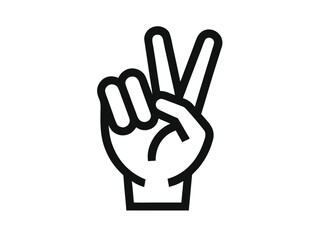 Obraz premium Peace sign hand gesture outline icon, Continuous line art of a human hand making a peace sign. Vector illustration