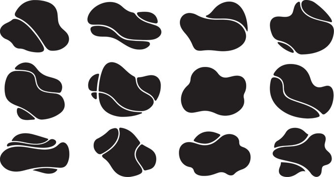 Black abstract liquid shapes set